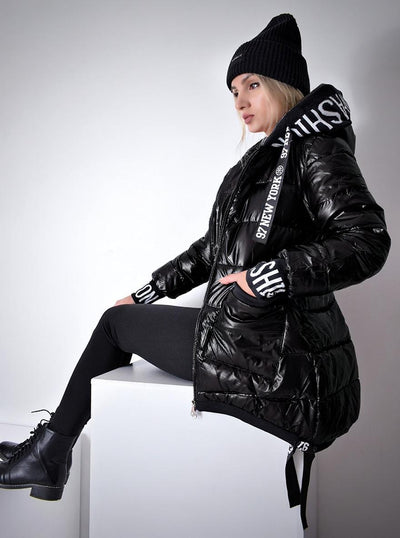 PRE-ORDER ( 06-11 )Fashion hooded puffer jacket Black