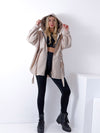 Leo detail Beige hooded coat