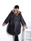 Black Leo detail Oversize Quilted hooded jacket Plus size