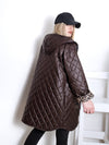 Brown Leo detail Oversize Quilted hooded jacket Plus size