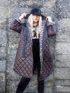 Brown Leo detail Oversize Quilted hooded jacket Plus size