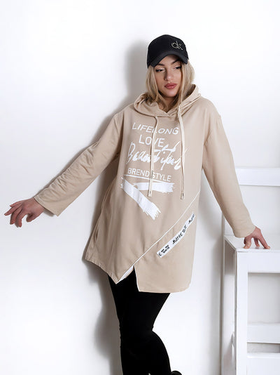 Oversize jumper Life Beige