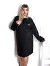 Diamond detail long sleeve dress Black