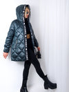 Caroline hooded puffer coat Green