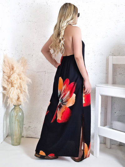 Abby Tie neck Maxi dress Black