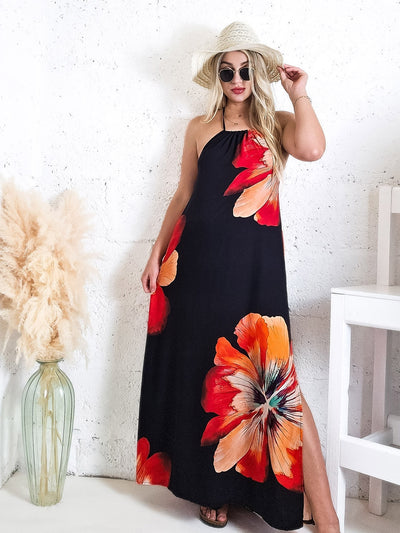 Abby Tie neck Maxi dress Black