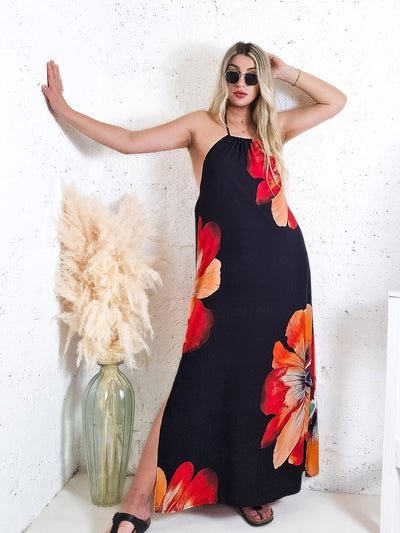 Abby Tie neck Maxi dress Black