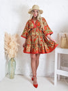 Adele V neck Printed dress Russet