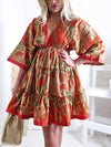Adele V neck Printed dress Russet