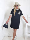 Alda crochet detail T-Shirt dress Black
