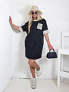Alda crochet detail T-Shirt dress Black