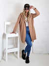 Hooded printed cardigan Star Camel
