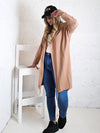 Hooded printed cardigan Star Camel