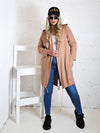 Hooded printed cardigan Star Camel