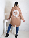 Hooded printed cardigan Star Camel