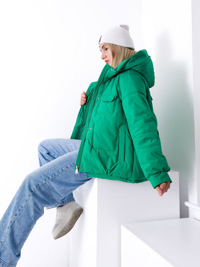 Green oversize hooded jacket