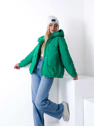 Green oversize hooded jacket