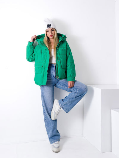 Green oversize hooded jacket