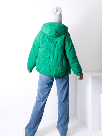 Green oversize hooded jacket