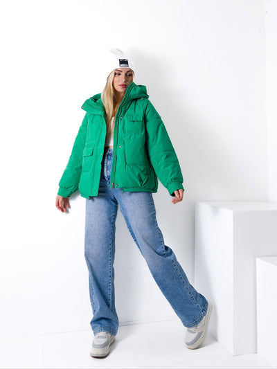 Green oversize hooded jacket