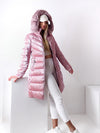 Pink high shine Faux fur hoodie padded coat