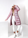 Pink high shine Faux fur hoodie padded coat