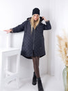 Leo Oversize Quilted hooded jacket Black