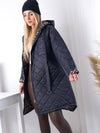 Leo Oversize Quilted hooded jacket Black