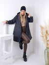 Leo Oversize Quilted hooded jacket Black