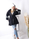 Love Black tie waist hooded coat