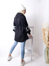 Love Black tie waist hooded coat