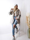 Love Beige tie waist hooded coat