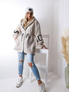 Love Beige tie waist hooded coat