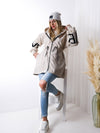 Love Beige tie waist hooded coat