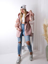 Love Pink tie waist hooded coat