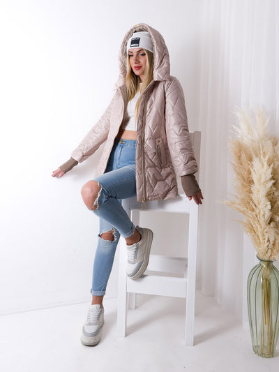 Sabrina hooded quilted coat Blush