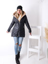 Layla faux fur linig quilted coat Black