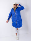 Sally Oversize Quilted hooded jacket Blue