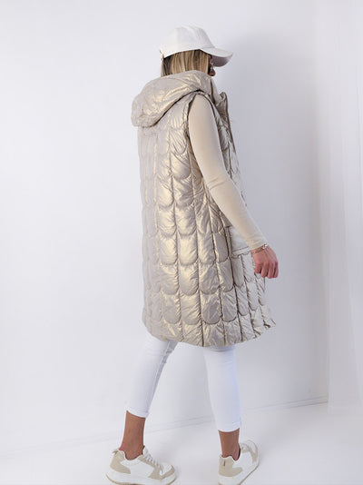 Elle Beige hooded quilted gilet