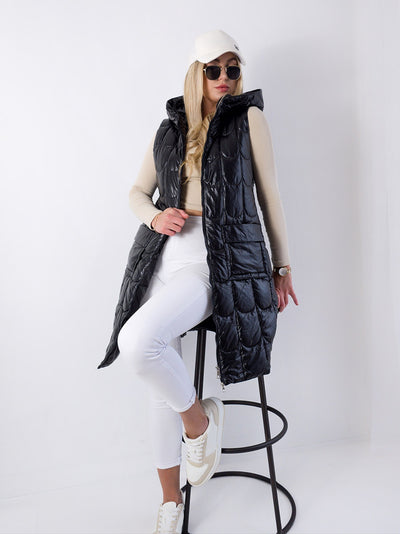 Elle Black hooded quilted gilet