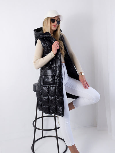 Elle Black hooded quilted gilet