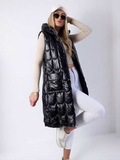 Elle Black hooded quilted gilet