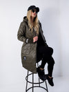 Sally Oversize Quilted hooded jacket Khaki