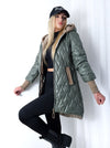 Jasmine hooded quilted coat Olive