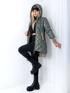 Jasmine hooded quilted coat Olive