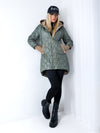 Jasmine hooded quilted coat Olive