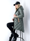 Jasmine hooded quilted coat Olive