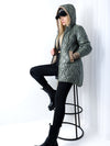 Jasmine hooded quilted coat Olive