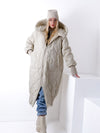 Aria Maxi Oversize Quilted hooded jacket Beige