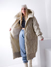 Aria Maxi Oversize Quilted hooded jacket Beige